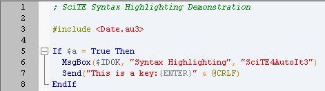 A demonstration of syntax highlighting using the default theme.