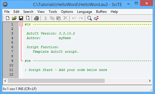 Help, Walkthrough: Hello World
