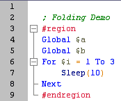 AutoIt Editor Code Folding
