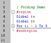 AutoIt Editor Code Folding