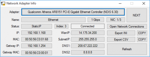 Network Adapters Info