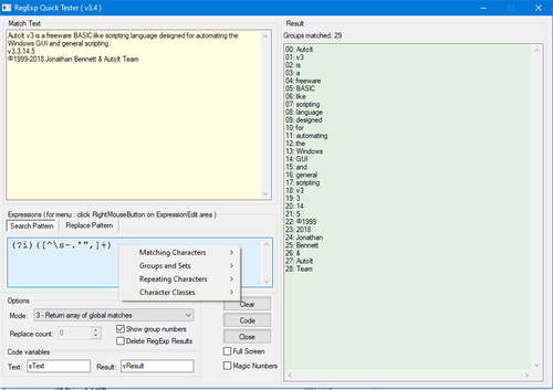 RegExpQuickTester
