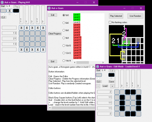 More information about "Aut-o-Gram (nonogram) Game in Autoit."