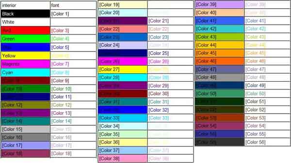 Excel Vba Color Index Codes - excel vba color hex codes commander