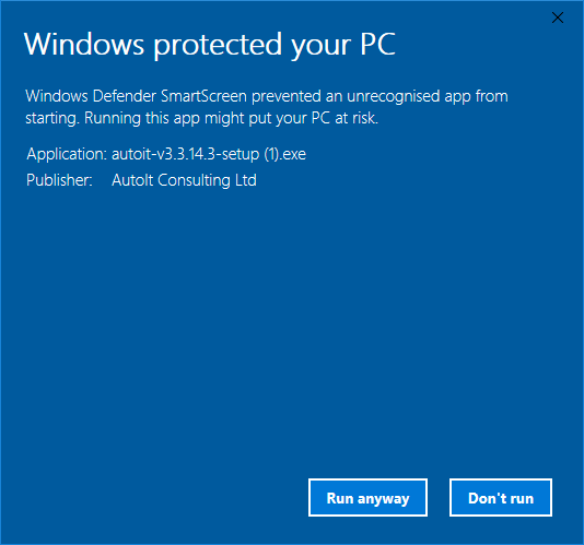 SmartScreen Windows Protected Your PC Run Anyway