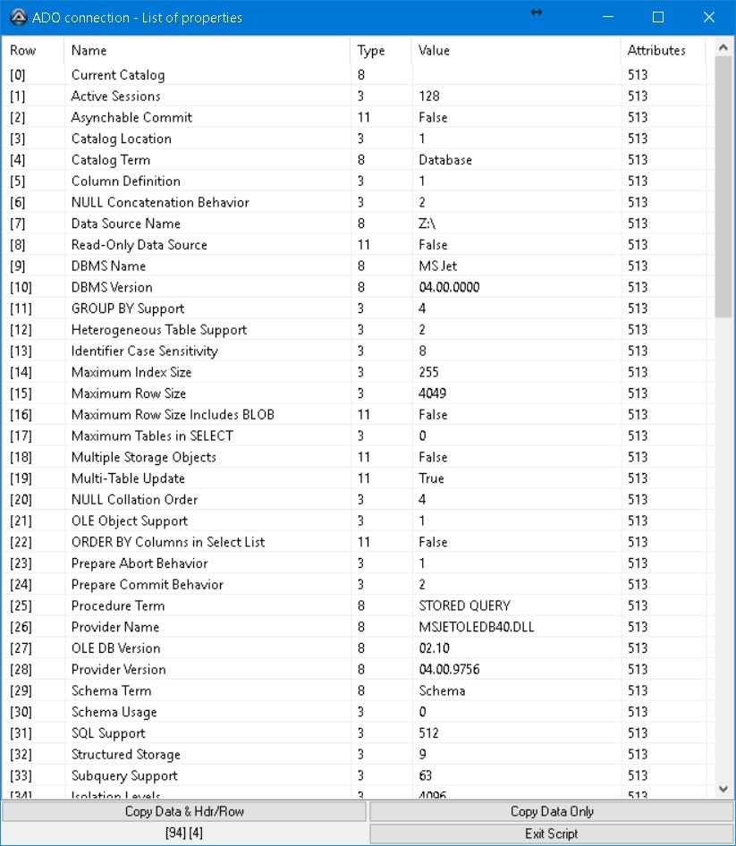 Connection Properties