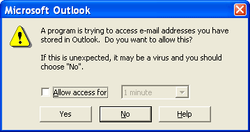 Outlook Security Warning